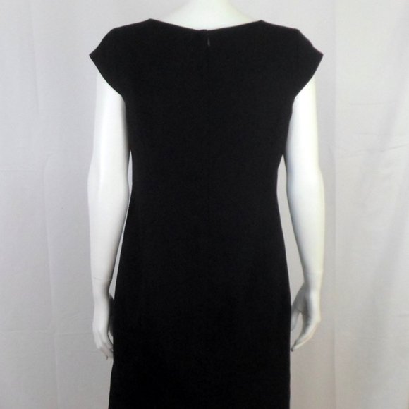 Kasper Womens 8 Black White Geometric Print Panel Cap Sleeve Sheath Dress - Picture 6 of 8